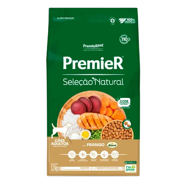 Ração Premier Seleção Natural Cães Adultos Frango Korin 12 kg